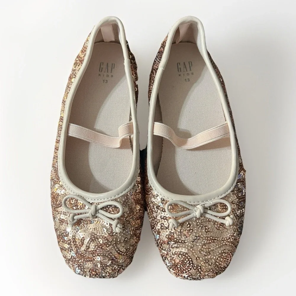 GAP Sequin Bow Mary Jane Kids Ballet‎ Flats 13